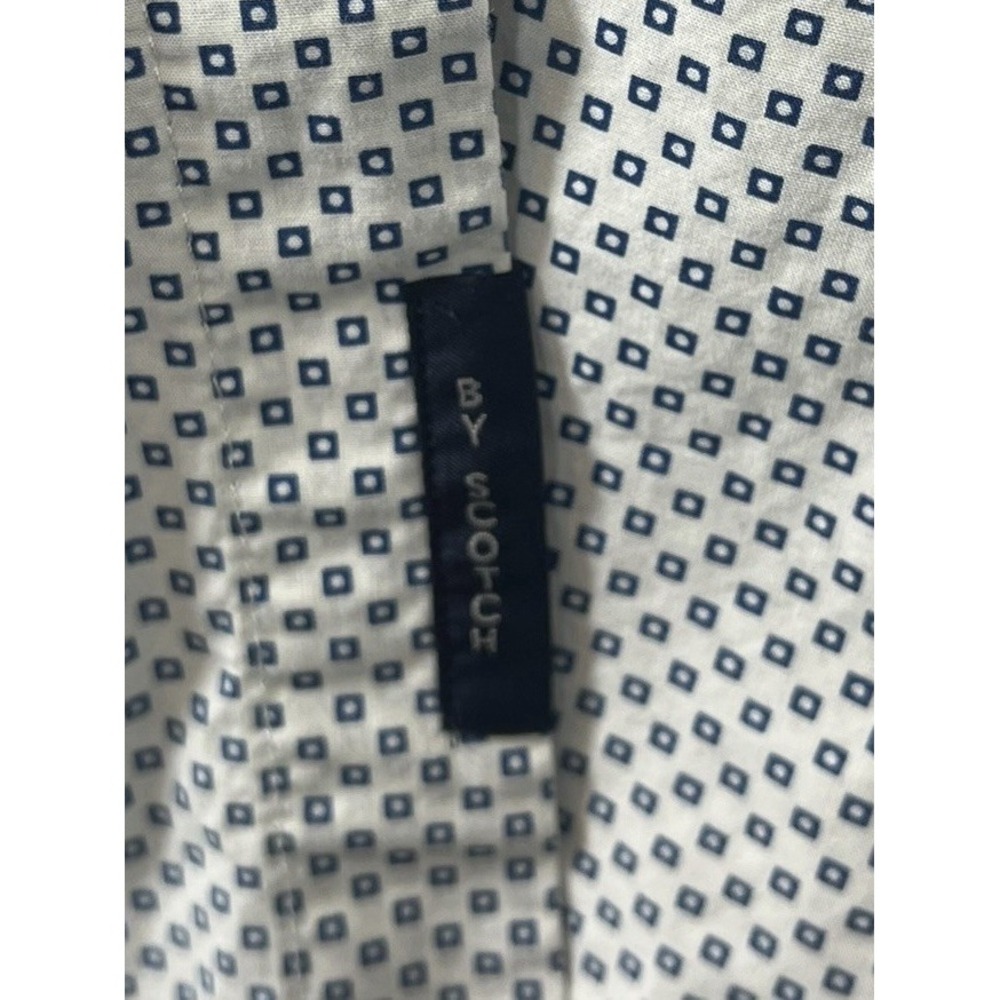SCOTCH & SODA Sz L/XL Men's Shirt White Blue Geometric Print Button Up Down - Picture 7 of 10